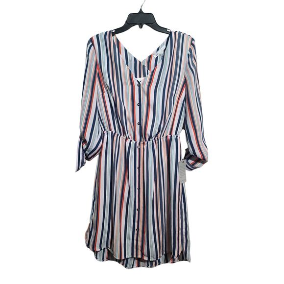 DR2 Long Sleeve Button Down Vertical Striped Dress Size S NWT - Picture 1 of 4